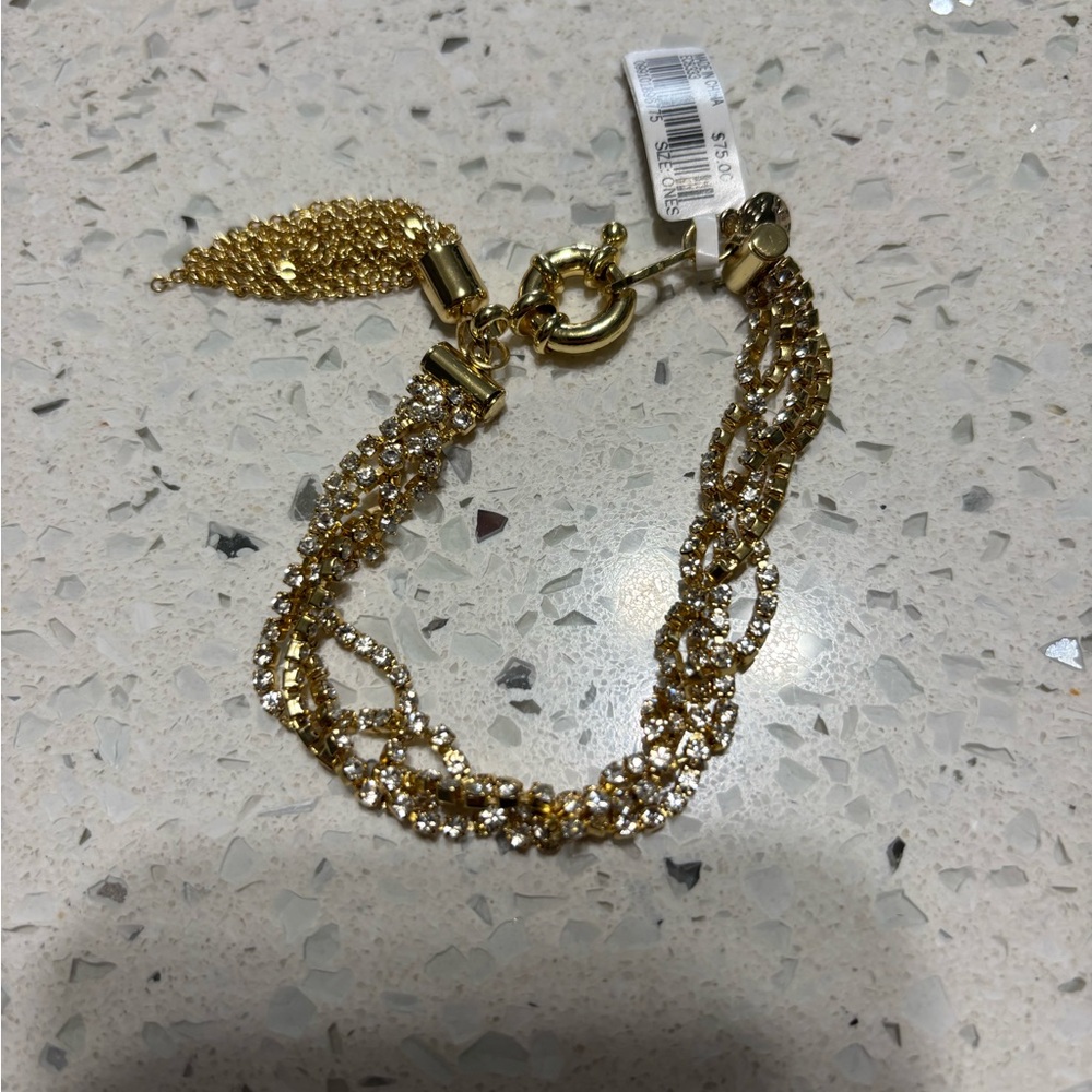 J.Crew Gold Multi-Strand Chain Bracelet with Tassel New - Picture 2 of 6